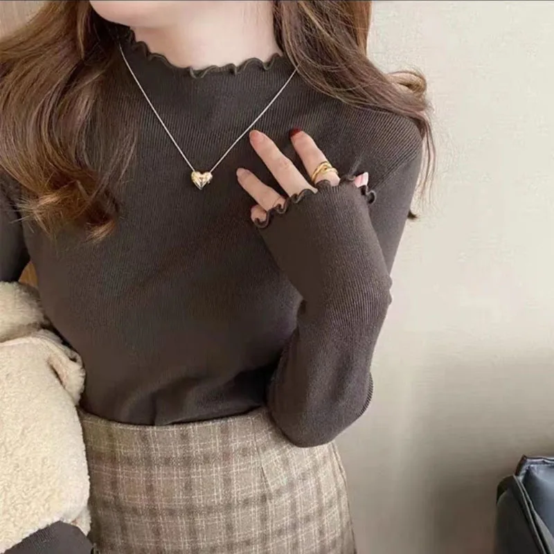 

Fashion New Jumper Bottoming Knitted Sweater Autumn 2022 Pullover Elegant Women Long Sleeve Knit Top Ruched Sweater Mujer 23211