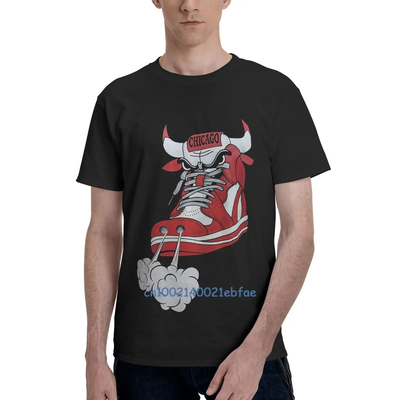 Unisex Chicago Shoe Bull Red White Hip Hop Longline T-Shirt Funny Men Graphic T Shirt 100% Cotone Casual Top Tees Streetwear