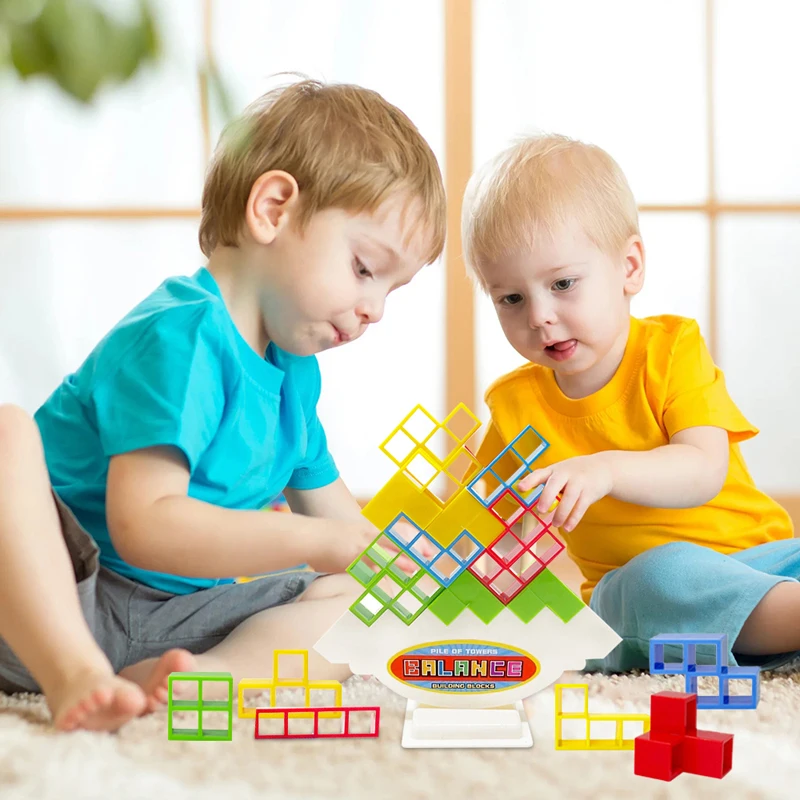 Educational Toy Balance Game Russian Building Blocks Tetris Tower Balance Game DIY Assembly Puzzle Building Blocks Gifts