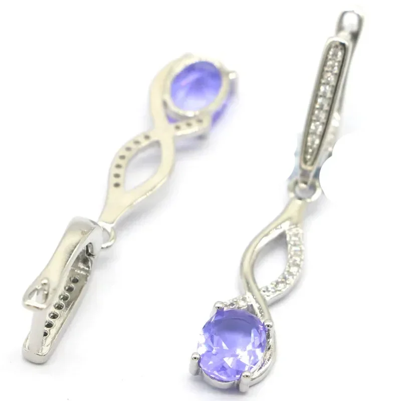 4g 925 SOLID STERLING SILVER Earrings Luxury Changing Zultanitel Mystical Topaz Alexandrite Topaz White CZ Ladies Engagement