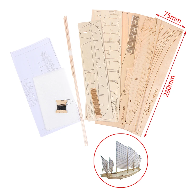 Military Ship Model Chinese Sand Boat Wooden Assembly Model Kit DIY Handmade Antique Ship Model