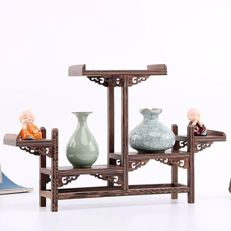 Chinese Kung Fu Tea Pot, Craft Holder, Shelves, Teapot, Pet Vase, Wood Carving, Display Stand, Home Decoration, Teahouse Accesso