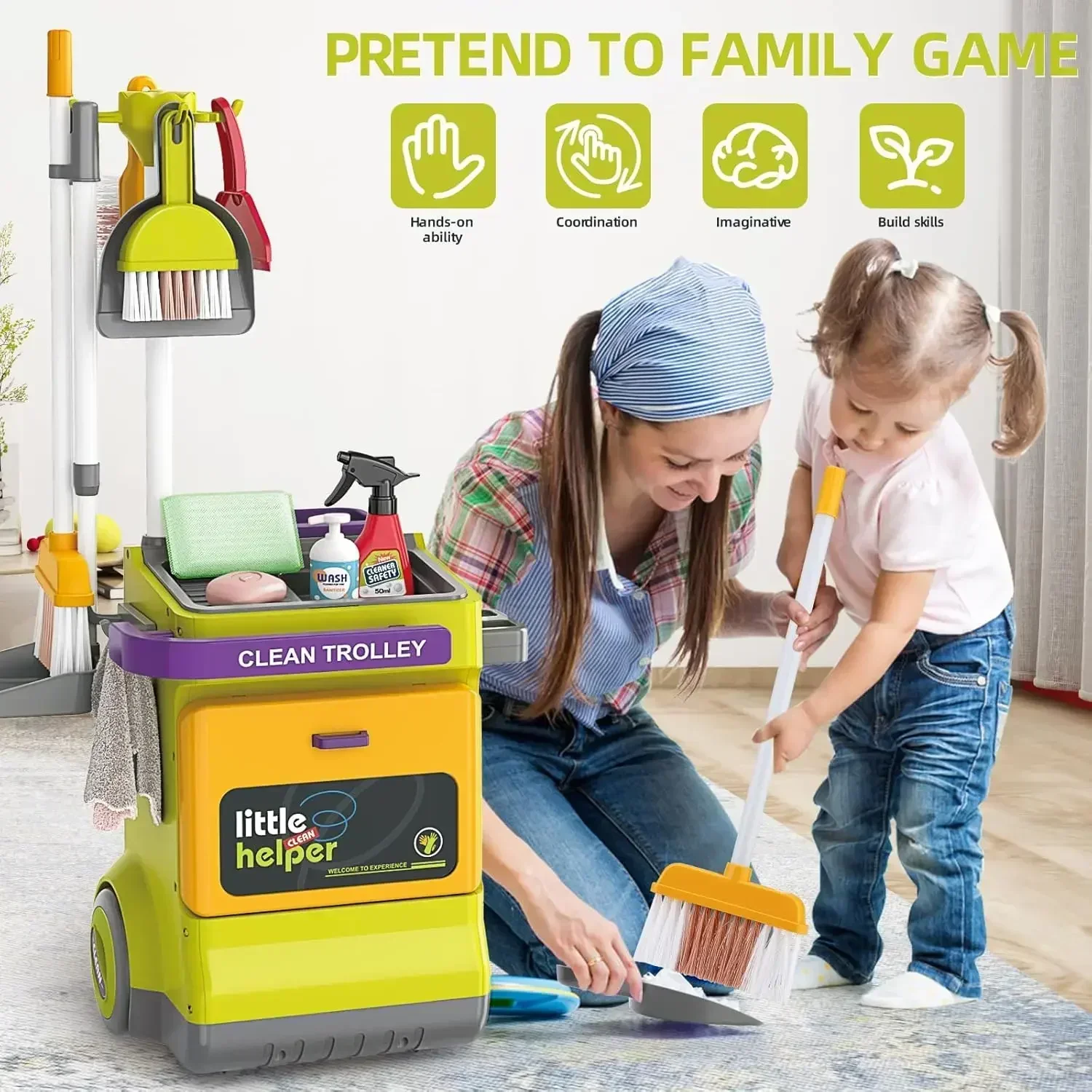 Children Housekeeping Set Home Cleaning Games Electric Vacuum Cleaner housework Girl Role Pretend Play House Toys Girls Kids 2