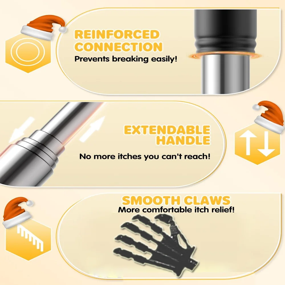 Lager Sized Skeleton Hand Back Scratcher Hand Massager Portable Extendable Stainless Steel Telescoping Massage Tool Perfect Gift