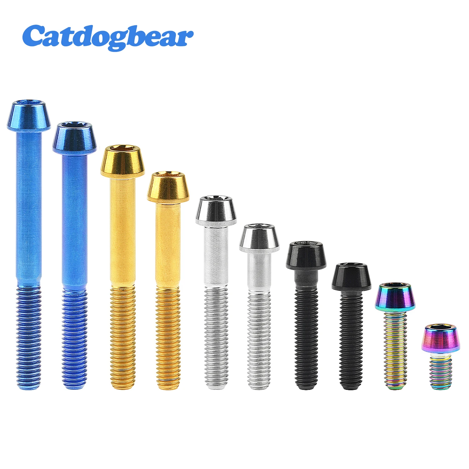 Catdogbear Titanium Ti M6X10 16 18 20 25 30 35 40 45 50 55 60 65mm Taper Head  Bolt  Allen Key Screw for Bicycle Headset Brake