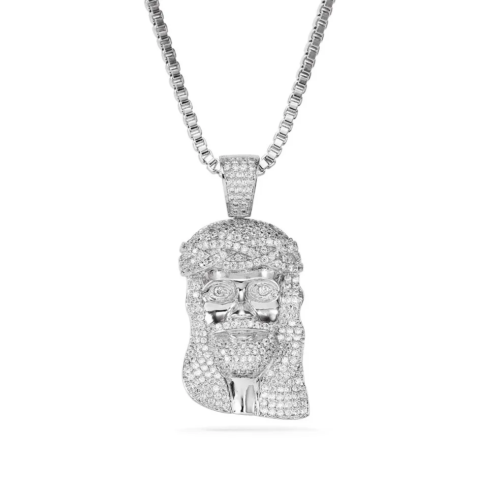 

VANAXIN Hip Hop Jesus Face CZ Pendant Necklaces Iced Out Paced Cubic Zircons Jewellery Gift