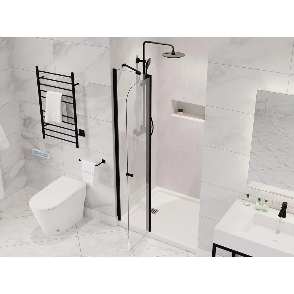 Frameless Swinging Shower Door, Resistance Free Hinges for Smooth Opening and Closing, Reversible Installation 72" x 33.5" 3