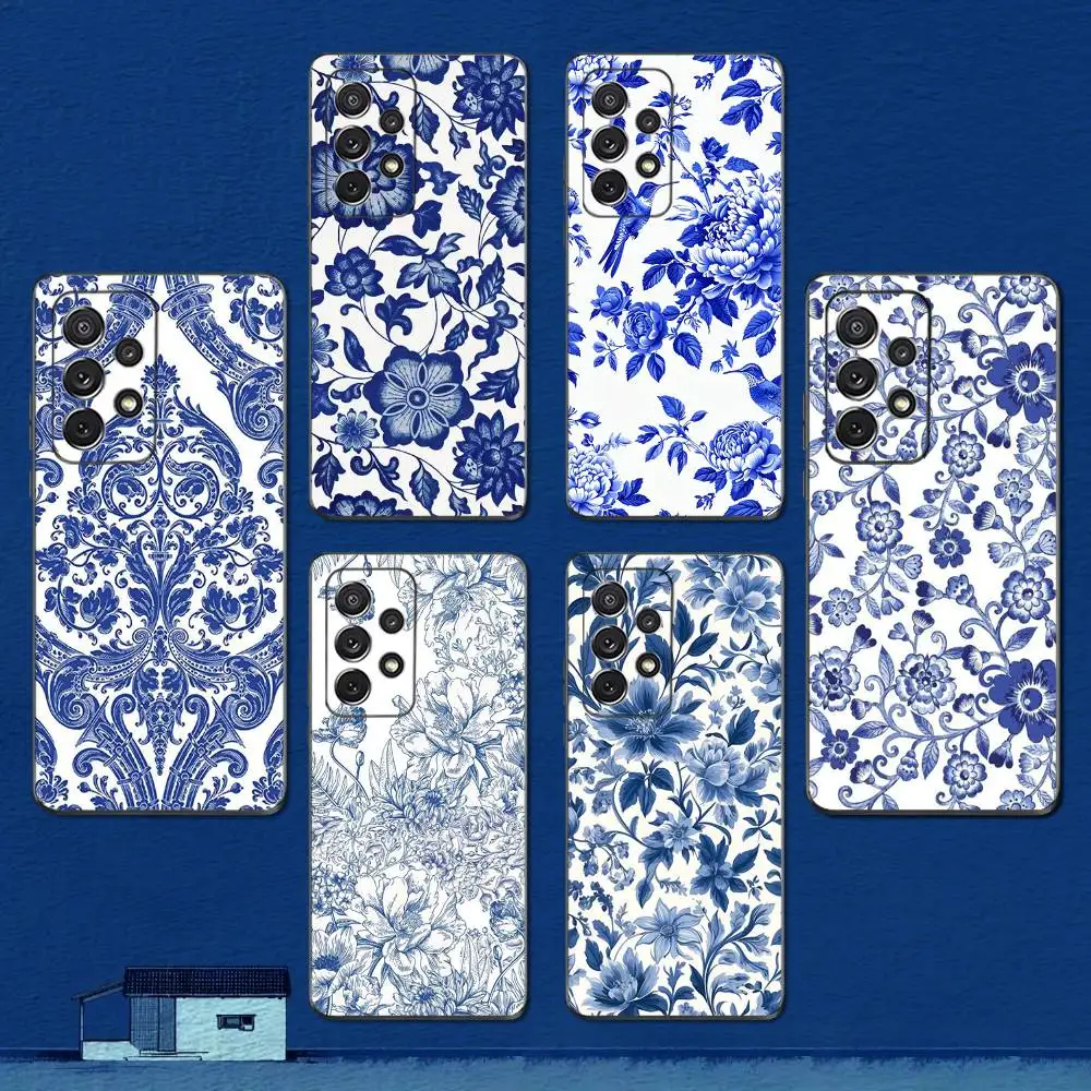 Elegant Blue and White Porcelain Art Phone Case | Soft Silicone Black Cover