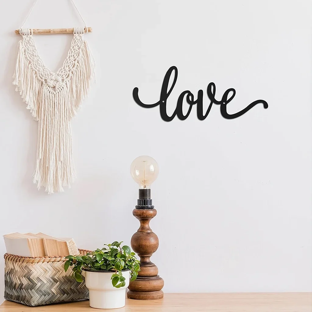 

1pc, Metal Word LOVE Signs Wall Decor Rustic Black Wall Art Hanging Cutout Decoration for Home decor metal wall hanging
