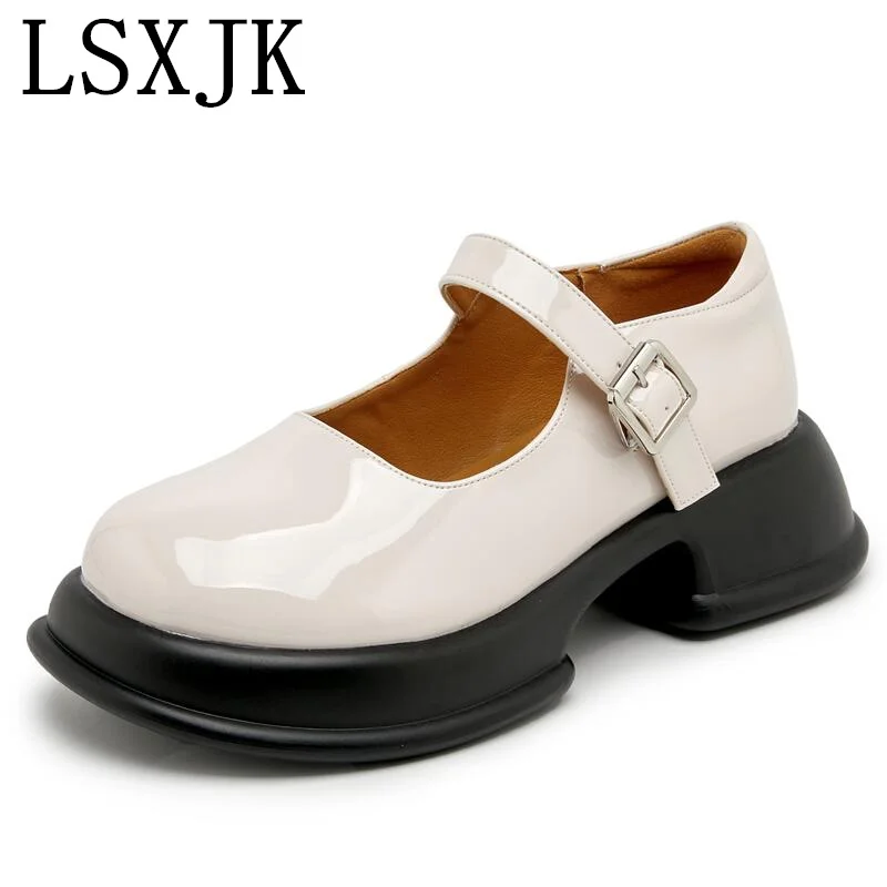 

Shoes For Women 2022 Mary Jane Women's Spring Autumn Gentle Thick Sole Elevated Leather Shoes Retro British Style Women's Shoes