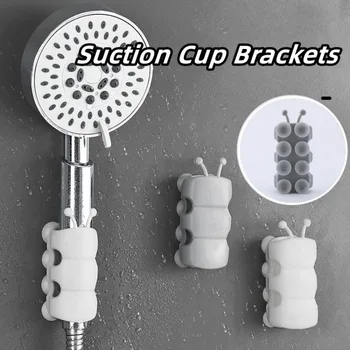 Staffe a ventosa Supporto per soffione doccia in silicone Supporto per mensola portaoggetti da parete rimovibile riutilizzabile Base fissa per accessori da bagno 1