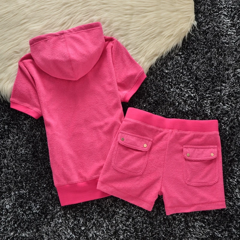 Towel Short Set Two Piece Set Women Summer Zipper Cardigan and Shorts Workout Clothing Casual Jogger Outfit