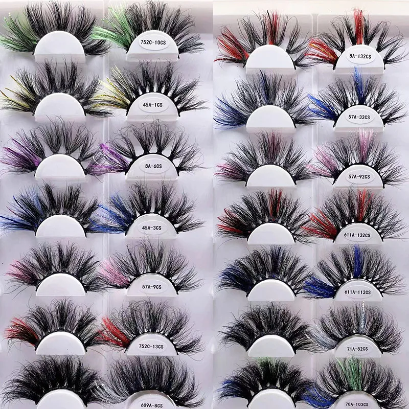 Colored False Lashes Glitter Mink Eyelashes Supplies Ombre Pink Blue