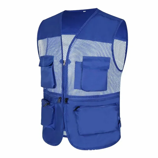 Men's Summer Mesh Fishing Vest Photography Works Multi Pocket Outdoor Journalist Vest Sleeveless Jacket 2