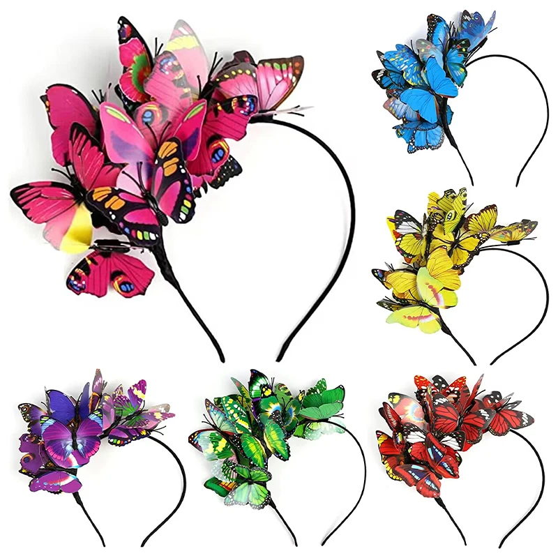 

Butterfly Hair Hoop Women Girls Colorful Butterfly Hairband New Bride Wedding Headpieces Photo Party Hair Accessories