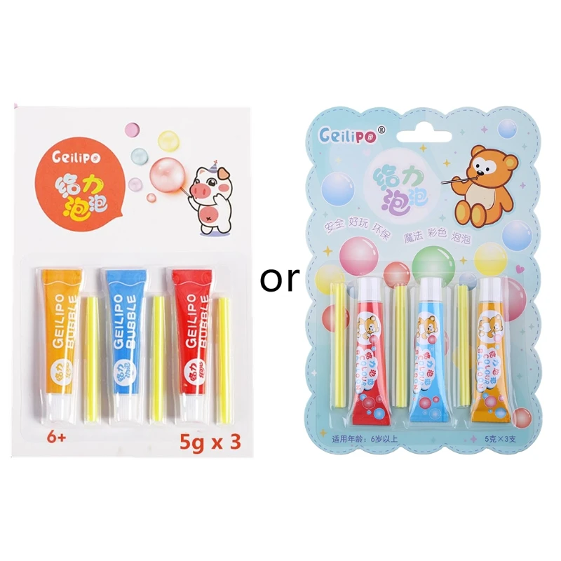 Bubble Glue Paste Colorful Plastic Bubble Blowing Toy Kid’s Interactive Bubble Toys for Outdoor Play Set Party Supply 2