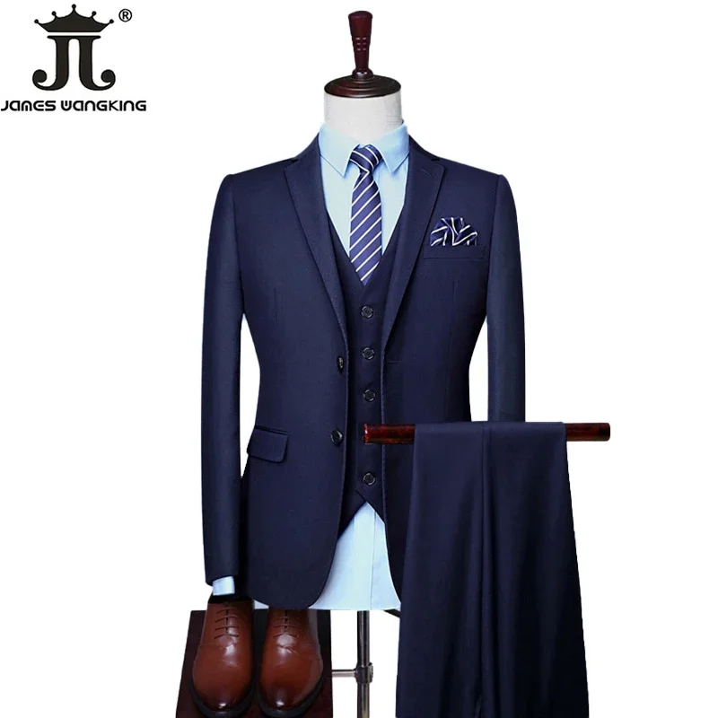 Blazer Vest Pants Solid Color Formal Business Office Suit Three-piece Set S-6XL Groom Wedding Show Dress Party mens suit