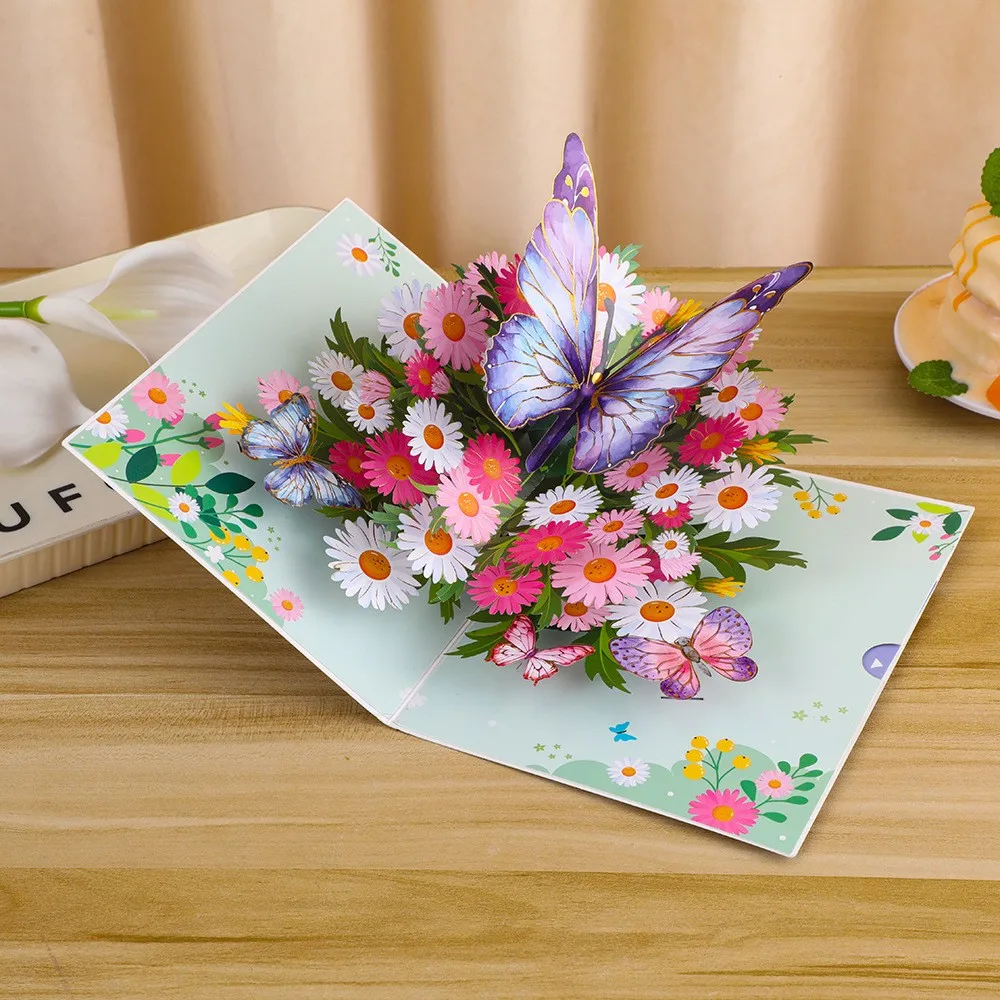 3D Butterfly Greeting Card Multilingual Personalized Note Card for Birthdays, Mother's Day, Father's Day, Anniversaries,Weddings greeting cards