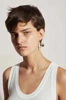 Instagram blogger's natural cross shape freshwater pearl earrings with copper gold-plated design feel 2