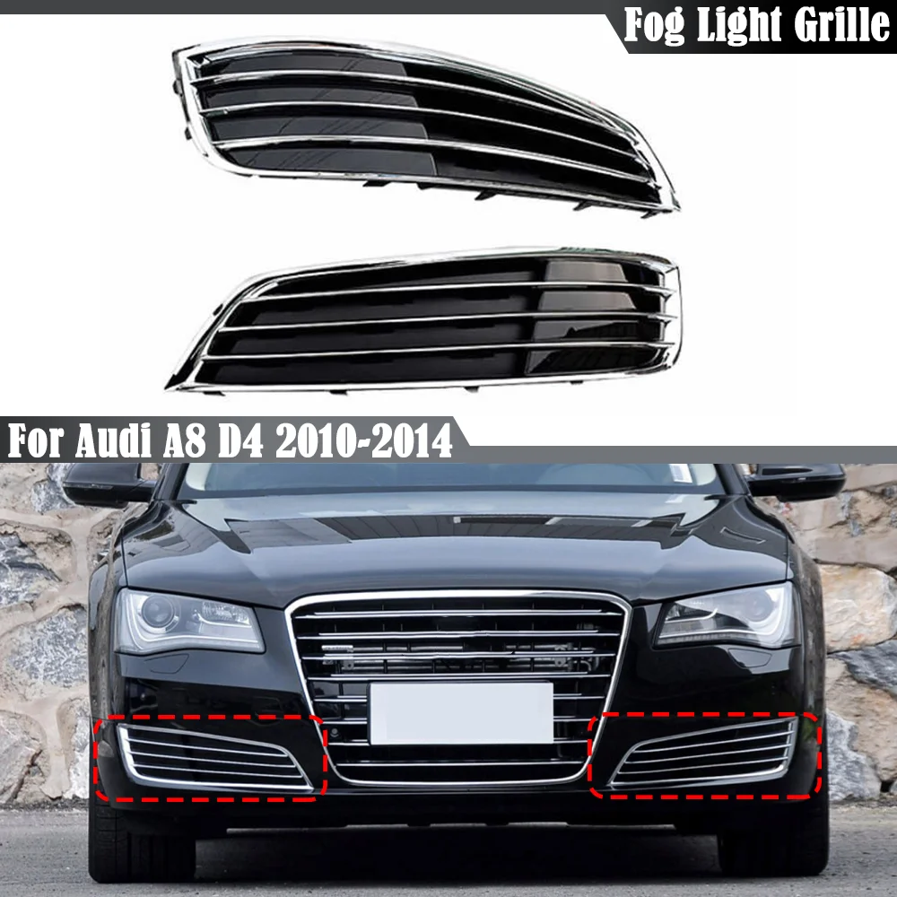 

Fog Light Grille Car Front Lower Bumper Cover Grille Plastic Black For Audi A8 D4 2010-2014 4H0807679 4H0807680 Car Accessories