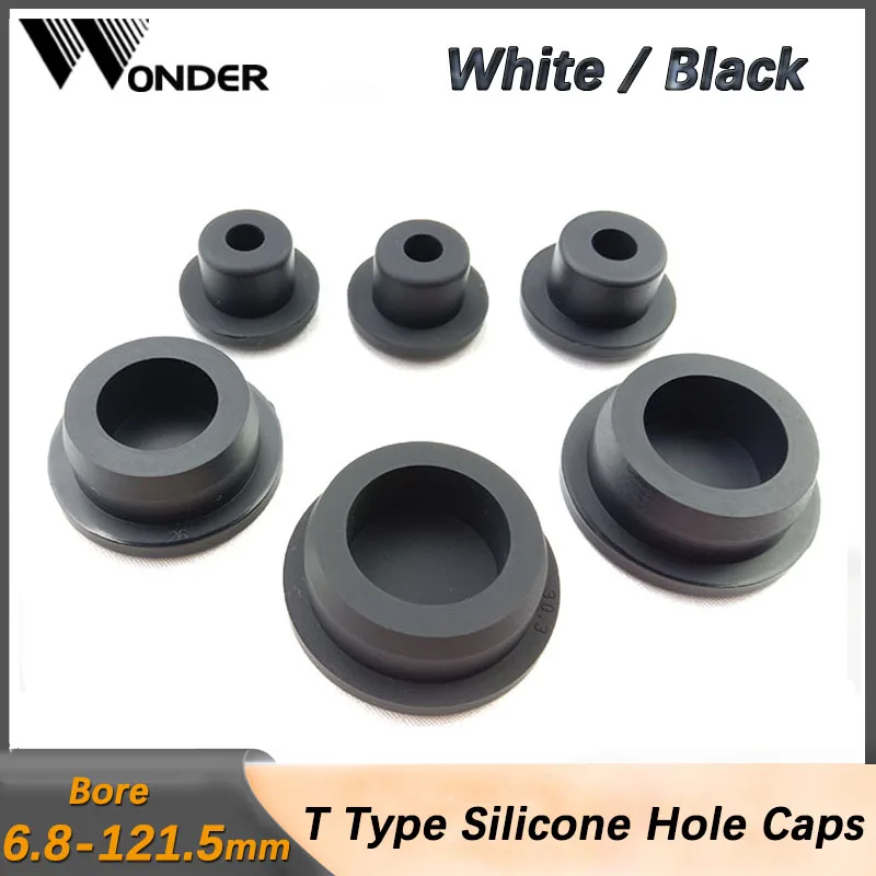 

Silicone Rubber Hole Caps Round Blanking End Cap Pipe Tube Sealing Inserts Plugs T Type Stopper Dustproof Bung Cover White Black