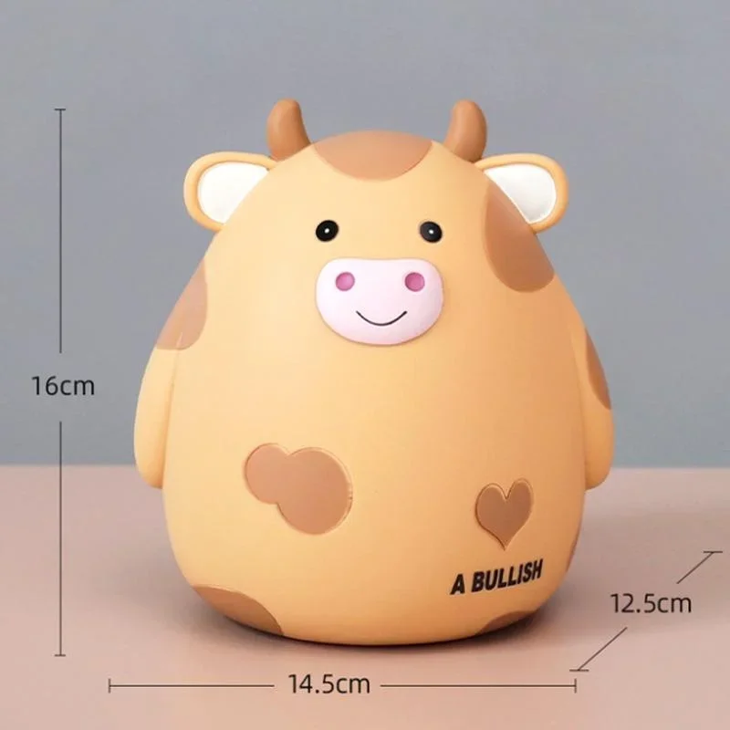 New Cute Cartoon Image of Calf Resin Ornaments Children's Pet Money Box Home Decoration Children's Gifts Coin Bank Accessories