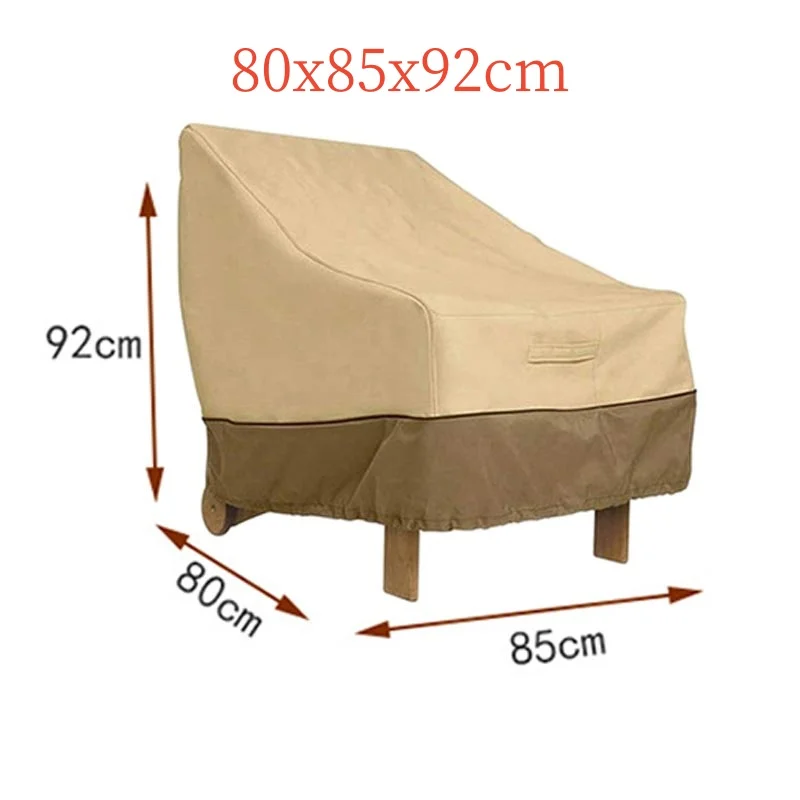 210D Outdoor Sofa Chair Cover Single Person Rice Coffee Color Matching for Garden Sun Protection