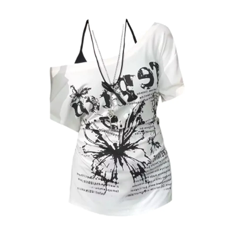 EOTVOTEE تي شيرت للنساء رسالة طباعة قبالة الكتف رد...