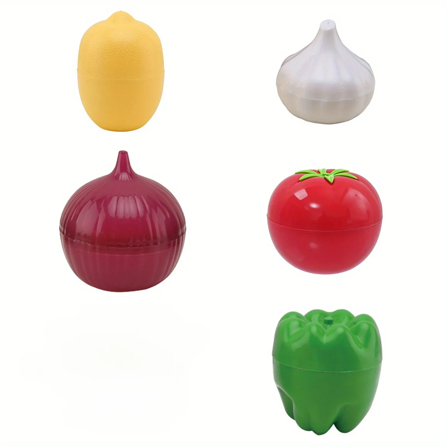 5PCS Clear Fruit And Vegetable Storage Box for Lemon Pepper Tomato Onion Garlic Kitchen Organizer