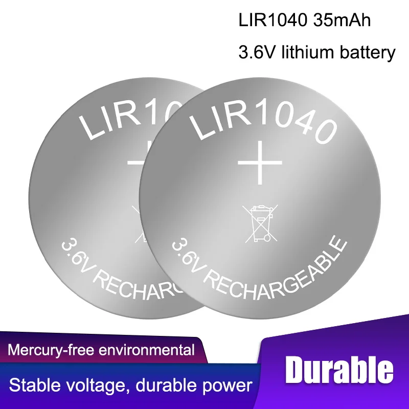 LIR1040 3 6 V 35mAh литиевая Кнопка перезаряжаемая батарея для TWS беспроводной Bluetooth