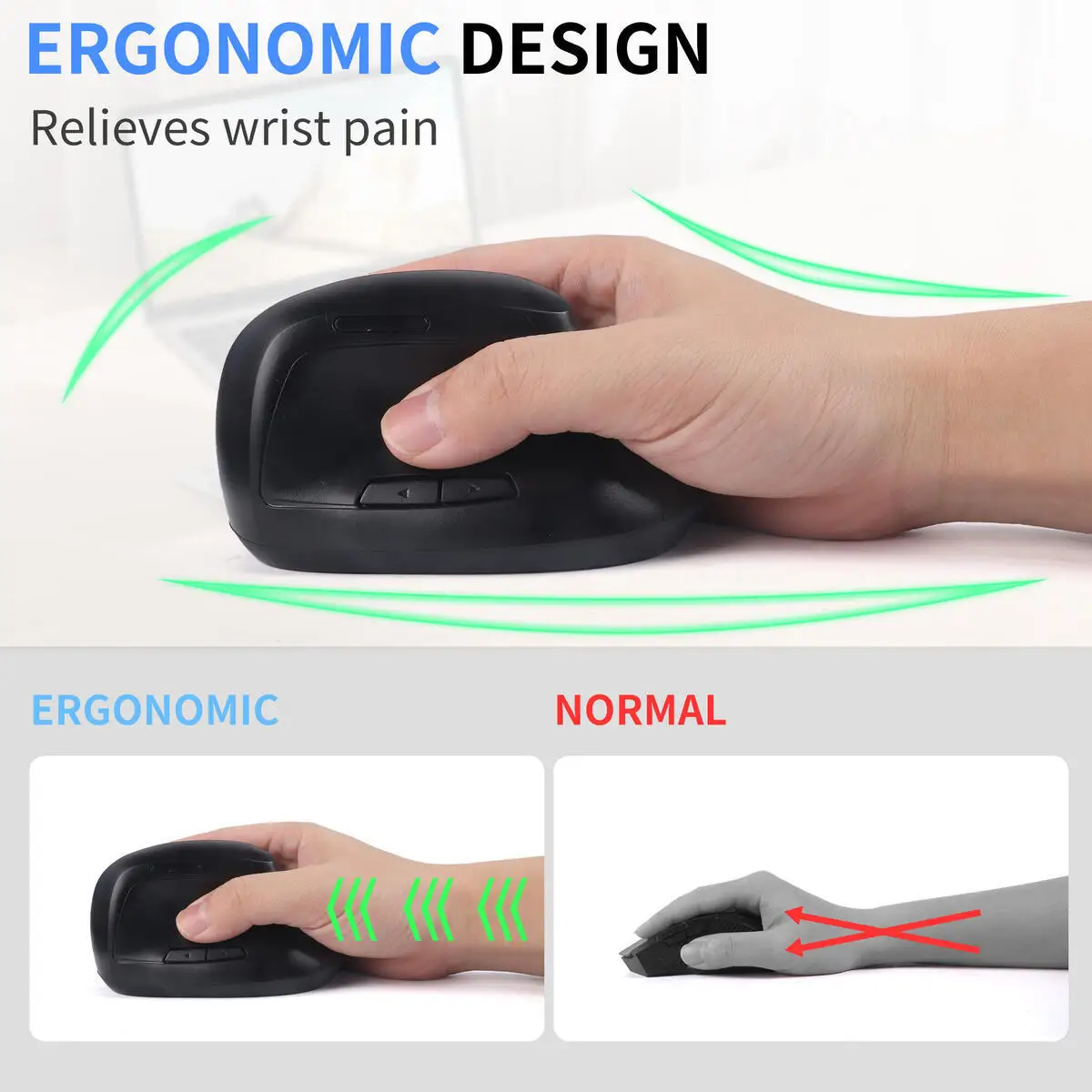 【big-discount】 Wireless 2.4G Bluetooth Dual-mode Mouse Vertical Mause Rechargeable Ergonomics Design With Side Keys Mute Button DPI Adjustable.
