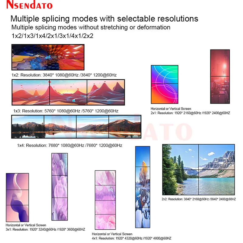 4K 60Hz HDMI DP Video Multi-Screen Box 2X2 HDMI Video Vall Controller Splicer 1x3 1x4 2x1 3x1 4x1 for TV PC Monitor Projector