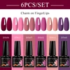 MEET ACROSS 6Pcs/Set 7.3ml Dark Purple Series Gel Nail Polish Autumn Semi Permanent Nail Art UV Gel Varnish Nail Supplies 5