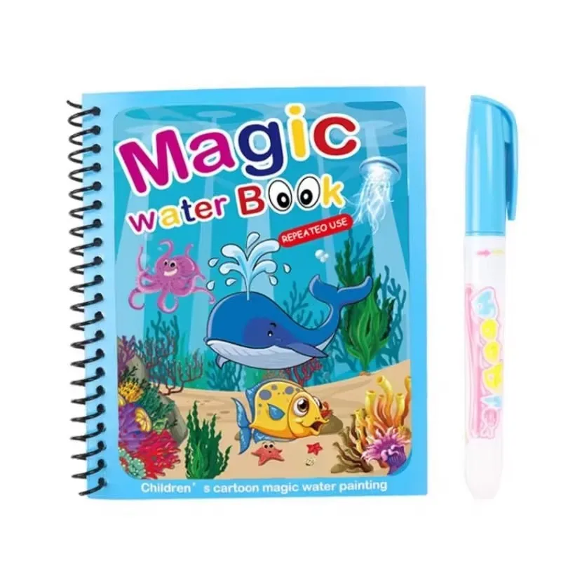 Water Drawing Book 1 Book+1 Pen Reusable Coloring Book Water Painting Book Sensory Early Education Puzzle Drawing Toys