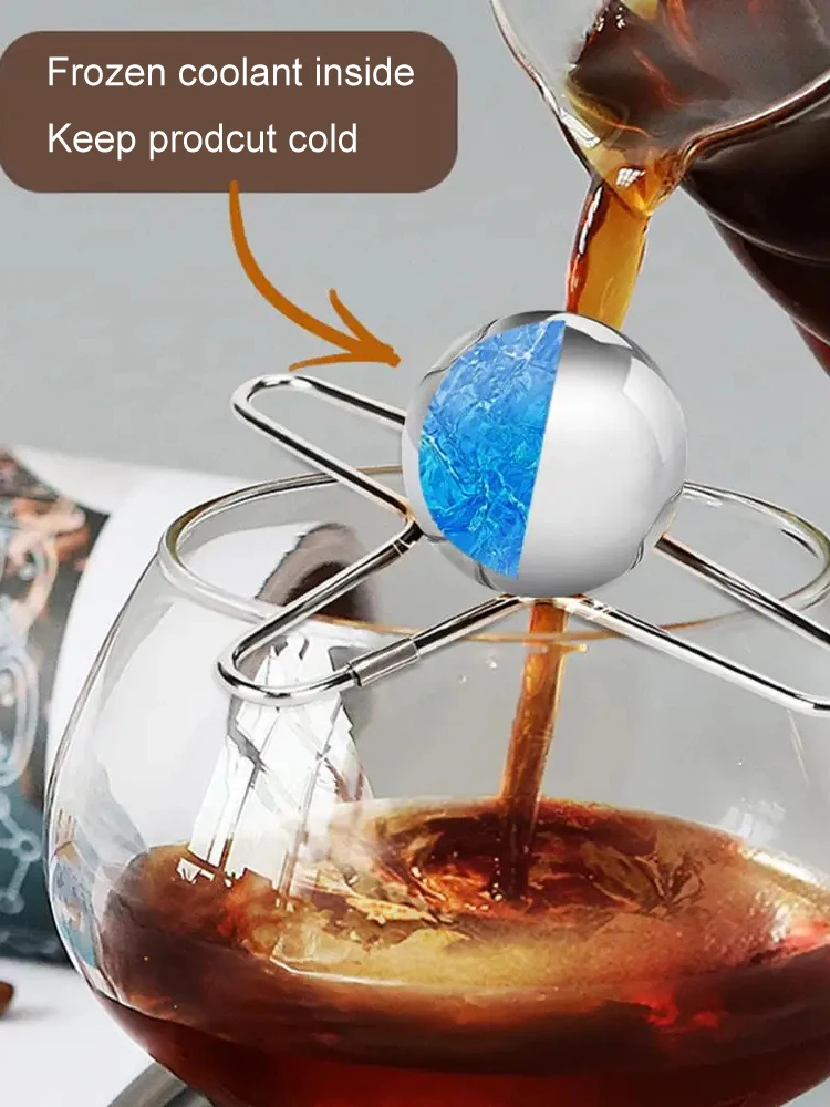 Frozen Ball Espresso Coffee Reusable Cooling Tool Stainless Steel Ice Balls Cooling Flavor Enhancer Gadgets
