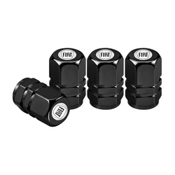 4Pcs 3D Metal Tire Valve Caps - Premium Car Tyre Air Stem Covers (Fiat C - Black)
