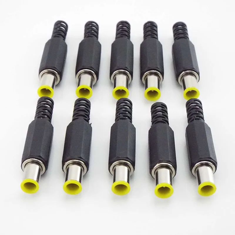 6.5mm x 4.4mm DC 남성 전원 커넥터 플러그 잭 어댑터 (1.3mm 핀 커넥터 포함) 노란색 헤드 6.5 4.4 남성 용접 오디오 DIY a1