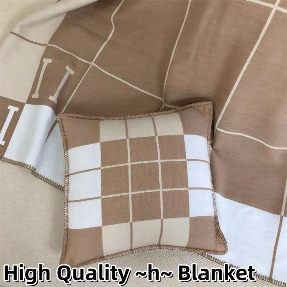 Cashmere Plaid Throw Blanket Warm Soft Cozy Plush Knitted Fleece Durable Lightweight Skin Friendly Ideal Indoor Outdoor Use 3