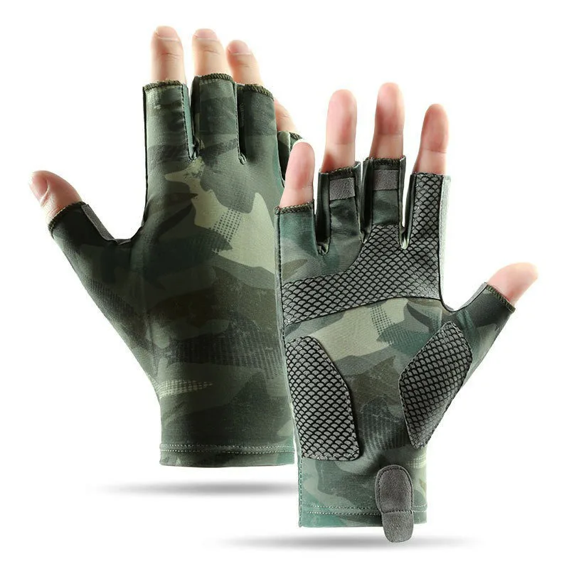 Fishing Gloves Summer Men Women Ice Silk Sun Protection Non-slip Sea Fishing Half Finger Gloves Thin Cycling Fingerless fingerless gloves fishing gloves