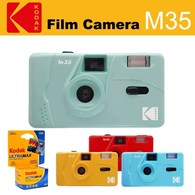 Kodak-cámara de película Manual Retro M35 M38, máquina de película no  desechable con función de Flash Instax, 35MM - AliExpress