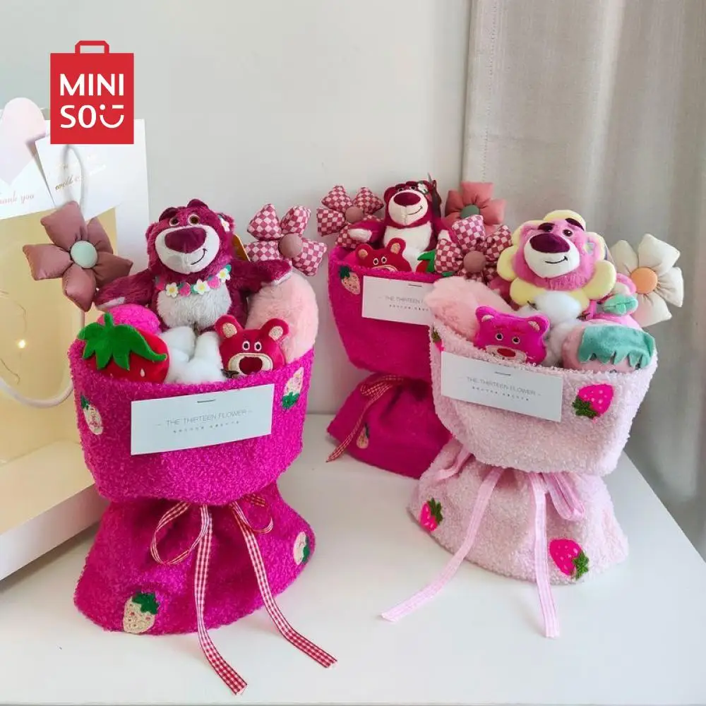 

MINISO «земляничный Медведь», искусственный букет, подарок на день рождения для лучших детей, одноклассников, подарок на день Святого Валентина