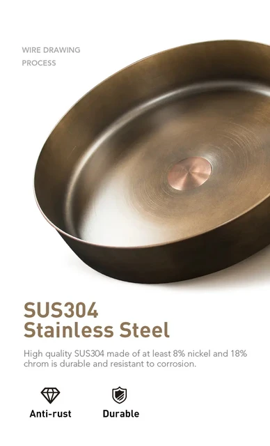 อ่างล้างหน้าทรงกลมสไตล์วินเทจ ทำจากสแตนเลส 304 สีบรอนซ์ สำหรับห้องน้ำในโรงแรมหรือห้องน้ำสาธารณะ 4