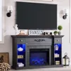 54" Farmhouse Electric Fireplace with Mantel, 33" Tall LED Fireplace TV Stand w/7 Lighting Colors, 23'' Freestanding Electric 2