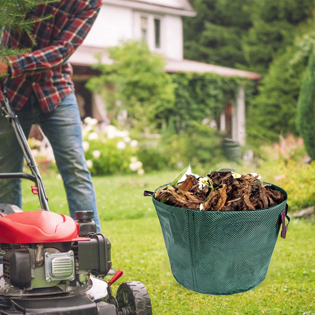 50L Garden Waste Bags Waterproof Leaves Waste Bags Reusable Tote Debris Container with 4 Handles for Flowers Hedge Cutting Lawn