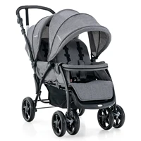 Poussette double pliante, poussette double avec dossier et capuche réglables, buggy de voyage avec fonction inclinable 1