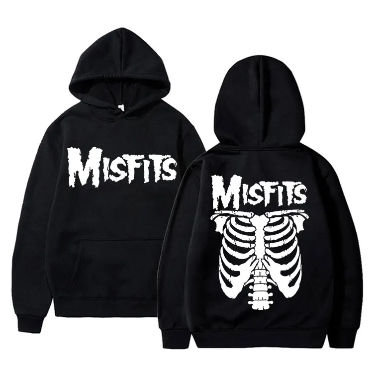 

Horror Punk Misfits Gothic Vintage Skull Graphic Hoodie Male Casual Oversized Hoodies Men Women Rock Gothic Fleece Sweatshirts