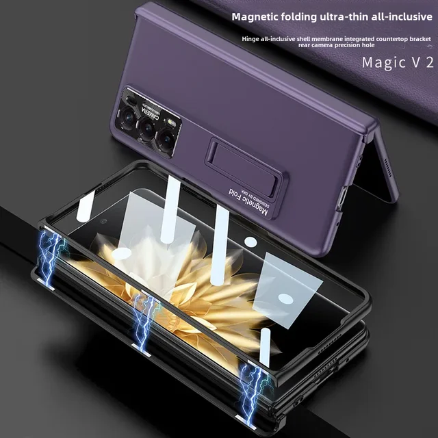 311057-daa6c9.png حافظة هاتف Honor Magic V2 رفيعة للغاية غير لامعة بمشبك مغناطيسي وحامل بسيط وعصري متوافق مع هاتف Huawei V2