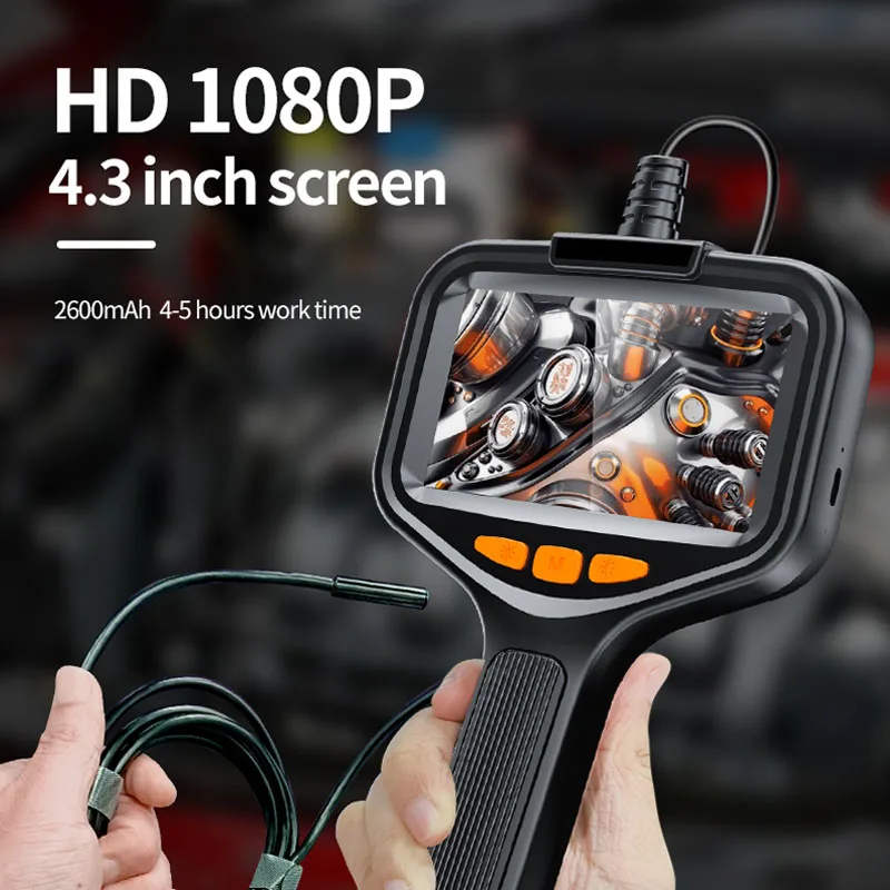 Single & Dual Industrial Endoscope Camera 4.3'' LCD Digital Handheld Borescope IP67 Waterproof HD1080P 8mm Pipe Sewer Camera 6