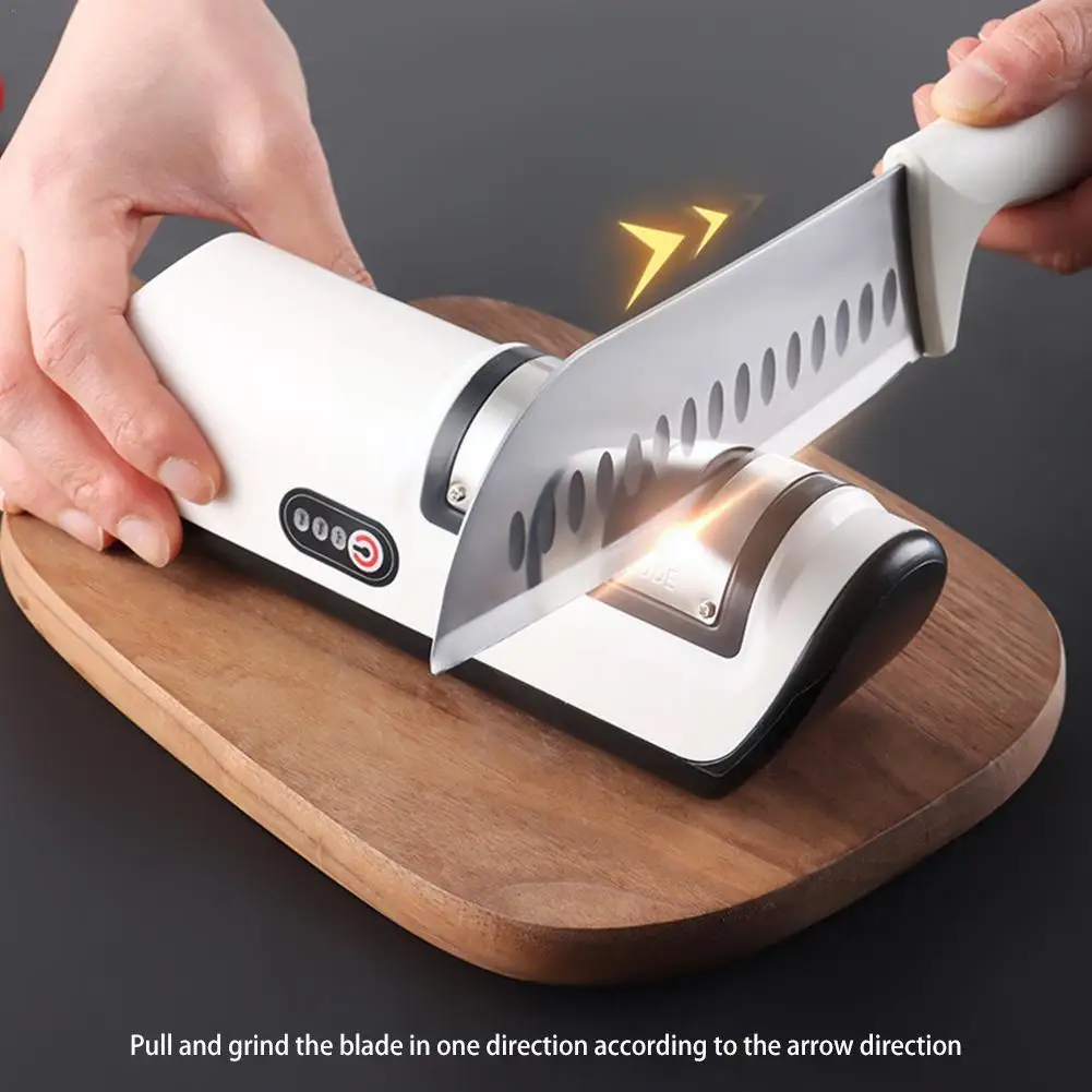 Usb Electric Knife Sharpener Automatic Adjustable Rechargable Kitchen