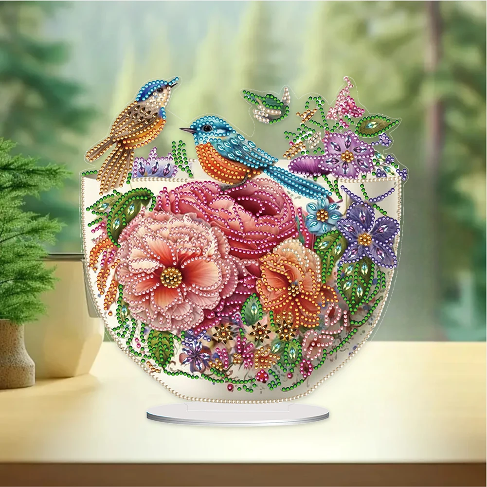 Acrylic Special Shape Artistic Vase Table Top Diamond Painting Ornament Kits Diamond Painting Desktop Decors for Adults Beginner